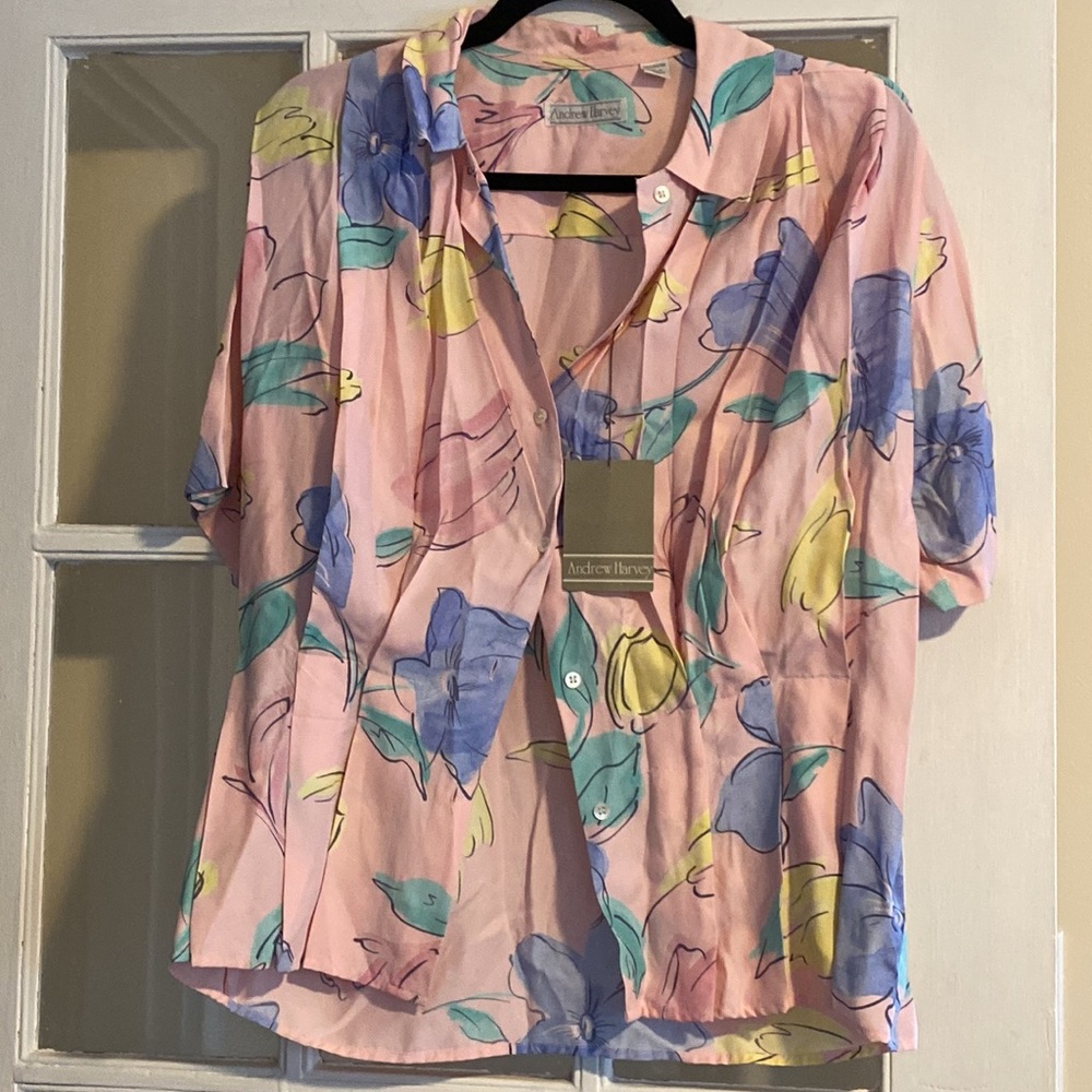 80s Vintage flower print top